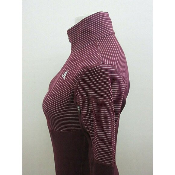 Adidas Women's Climalite 1/2 Zipper Pullover Maroon White Striped Size Medium - Picture 3 of 4